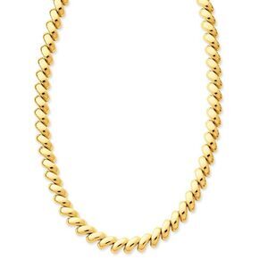 8mm 14k Yellow Gold Hollow San Marco Chain Necklace 17 Inch